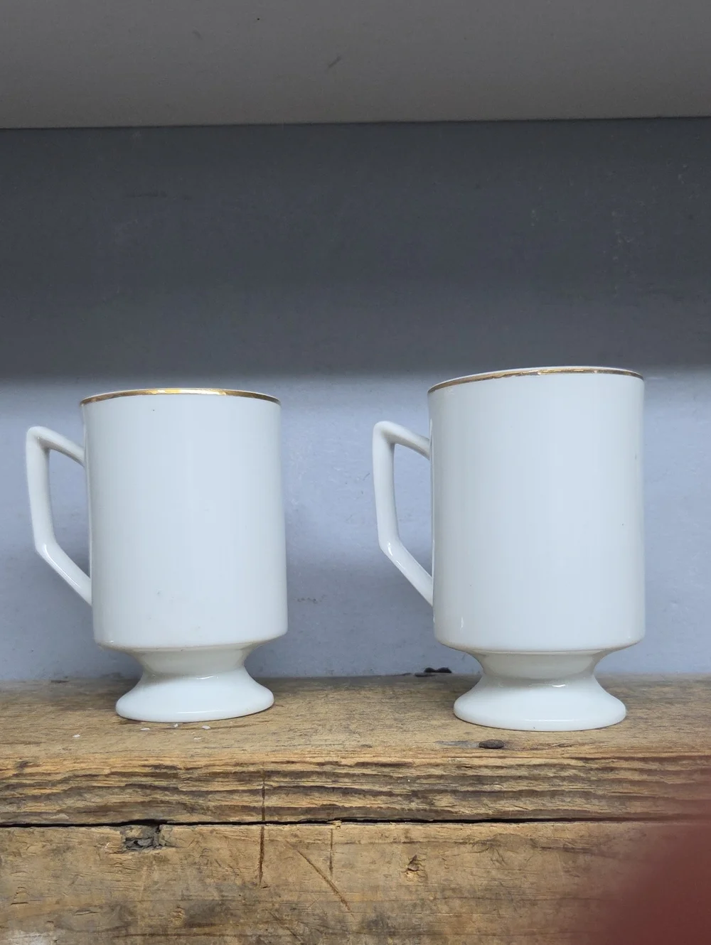 Vintage 1980's Porcelain Pedestal Mug Set Of 2